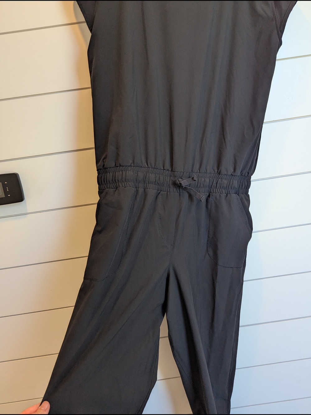 Albion Black Short Sleeve Jumpsuit Jogger Size Large Petite Athleisure - Picture 3 of 11